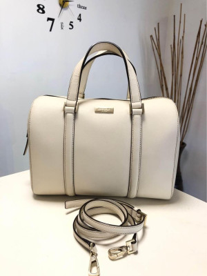 Kate Spade Off White Textured Leather Satchel