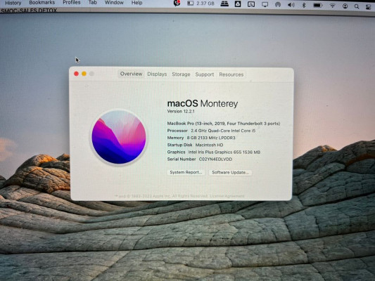 Macbook Pro 13 (2019) 512GB/8GB w/ Touch bar