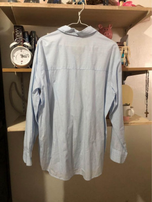 H&M White Striped Button Down Long Sleeves Top