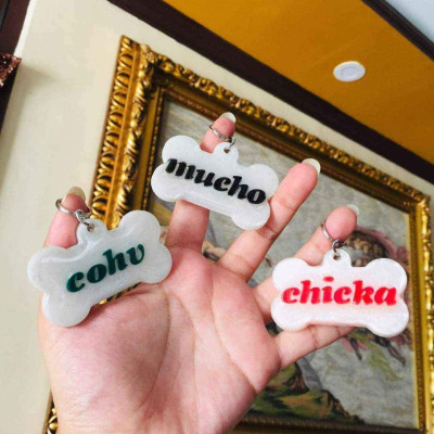 Resin Personalized Pet name tag Bone shape (small-large size)