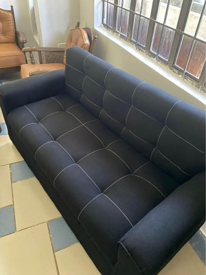 3-seater Black Fabric Sofa