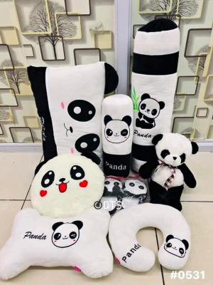 NEW Panda Set Of Pillows & Bear