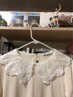 Zara Knitted Peter Pan Collar Top/blouse