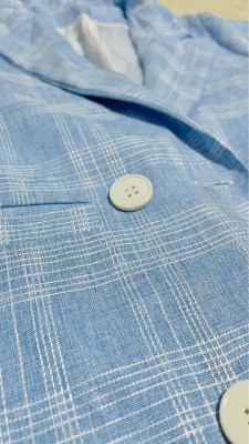 Baby Blue Plaid Blazer