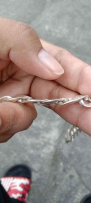 Silver bracelet at ring
