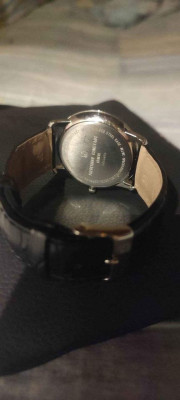 Pre loved FREDERIQUE CONSTANT Slimeline Stainless Steel Black Leather Strap