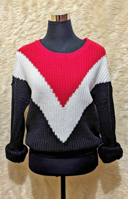 Tri-Color Knit Pullover