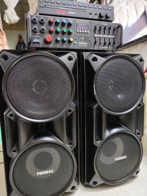 Speaker with videoke and amplifier