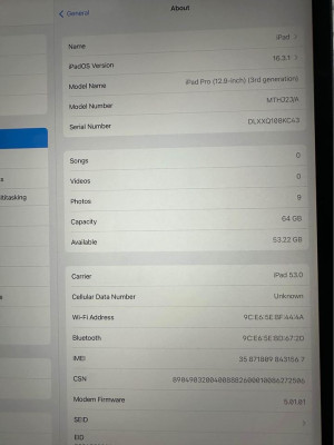 12.9 iPad Pro 2018 64gb Cellular FIXED PRICE