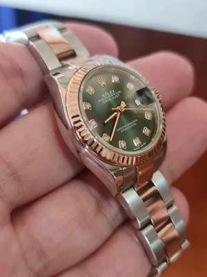 Rolex Datejust 28 Rosegold Green dial