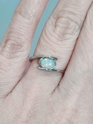 S925 Australian White Opal Ring