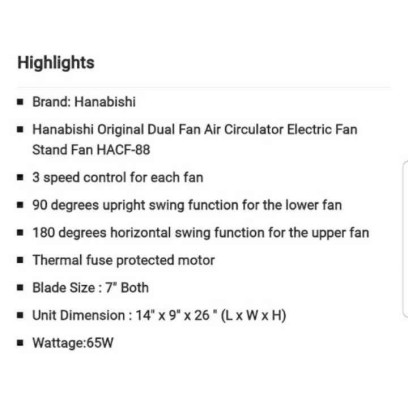 Hanabishi Air Circulator Fan