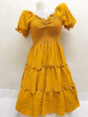 BANGKOK Smocked Plain Dress