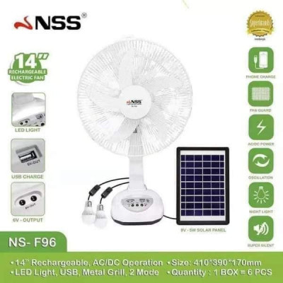 Solar desk fan with 2 bulbs