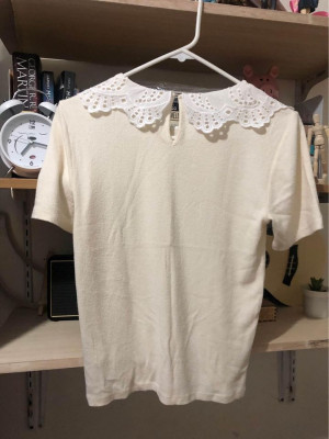 Zara Knitted Peter Pan Collar Top/blouse