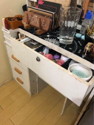 WHITE VANITY WITH SLIDING MIRROR FOR SALE
