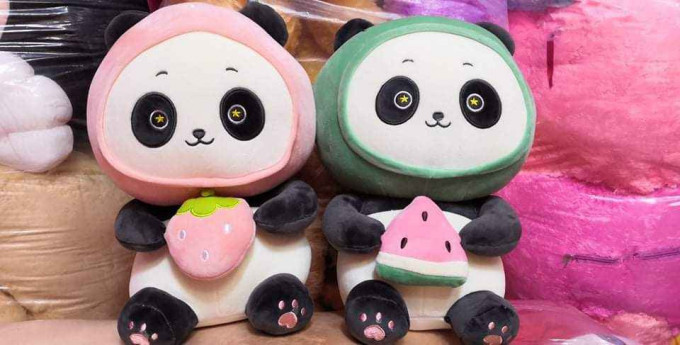 PANDA WITH FRUIT STUFFED TOYS