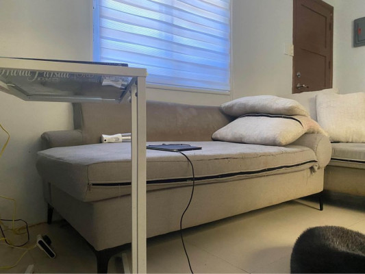 Gray L shapes sofa 2 pieces