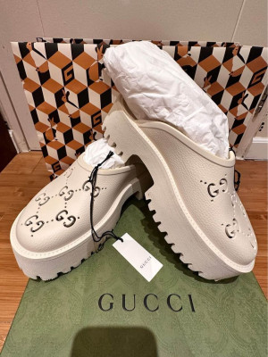 Gucci Perforated GG Platform Mules