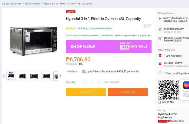Hyundai 3 in 1 Electric Oven 48L