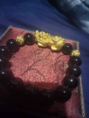 24k Gold Piyao with Money Balls and Onyx beeds