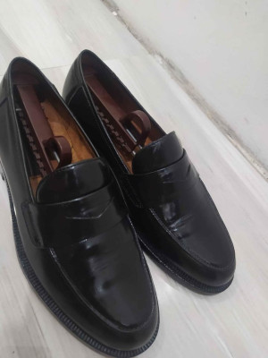 Oleg Cassini Black Leather Loafers Shoes