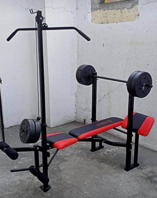 7 in 1 Bench Press with Lat Pull 80lbs Barbell set