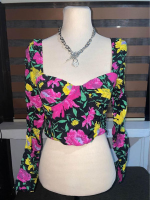 zara floral puff longsleeves