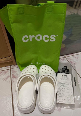 Original Crocs Women Classic Platform Clog White (W6)