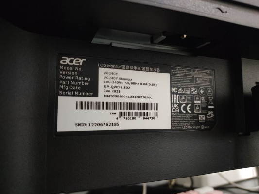 Acer Nitro Gaming Monitor IPS 165Hz VG240Y SBMIIPX 24"