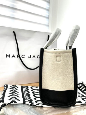 Marc Jacobs Leather Mini Tote Bag in Ivory Multi