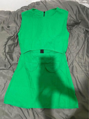 Linen cut out mini dress (s-m)