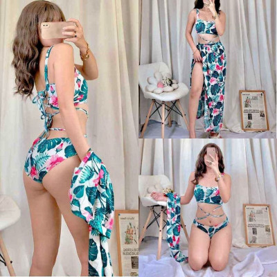 3 in 1 Swimsuit Summer Beachwear Bikini Long Skirt