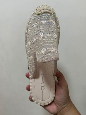 CLN Pink Espadrille Flatform Mules