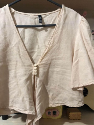 Zara Linen Bell Sleeve Top/blouse