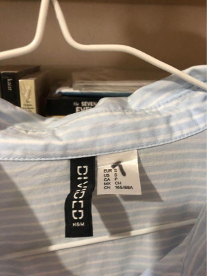 H&M White Striped Button Down Long Sleeves Top