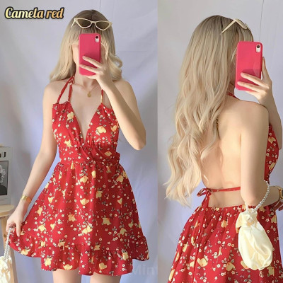 Carmela Summer Backless Floral Padded Dress