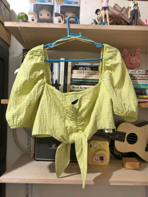 Zara Gingham Puff Sleeve Top