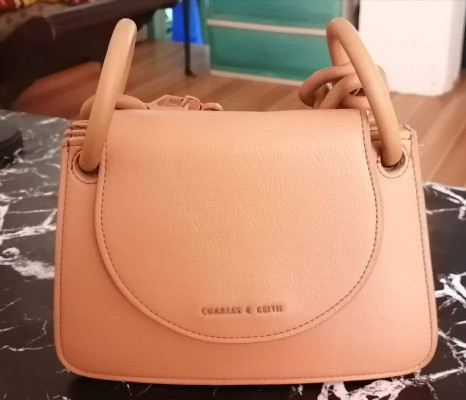 Charles And Keith Nude Tan Chain Sling Bag