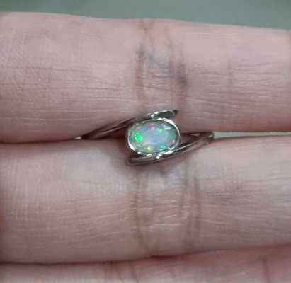 S925 Australian White Opal Ring