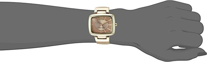 AUTHENTIC Nine West Women's NW/1856NTNT Gold-Tone and Tan Textured Strap Watch
