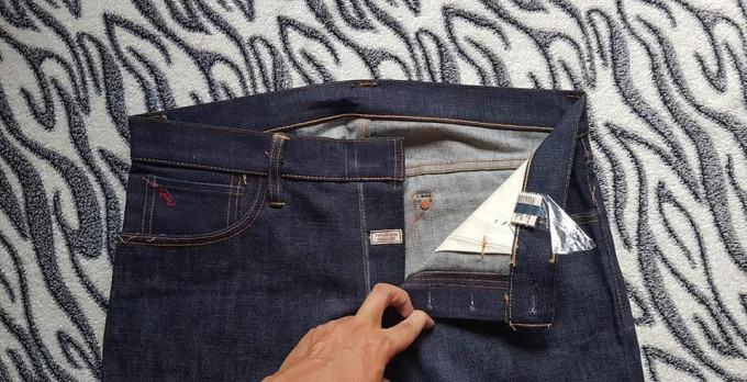 RALPH LAUREN SAMPLE PAIR - VARICK SLIM STRAIGHT INDIGO RAW DENIM JEANS /SELVEDGE