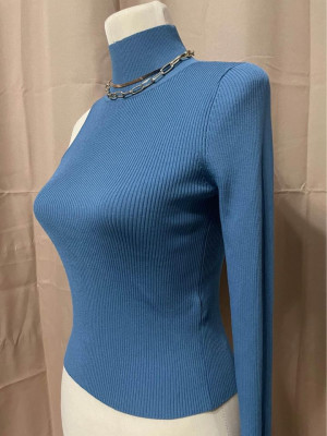 Zara Turtle Neck One Shoulder Knit Top