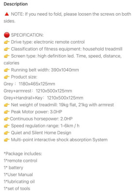 Electric Treadmill Automatic with Hand rest 2nd Hand