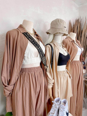 🎀Oversized Linen Polo & Pants Set 🎀