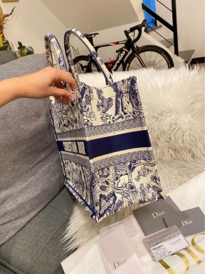 Dior Book Tote Small in Blue Toile de Jouy