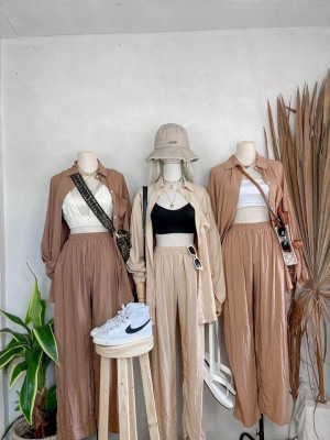 🎀Oversized Linen Polo & Pants Set 🎀