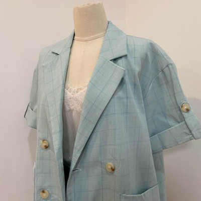 Pastel Green Short Sleeves Blazer