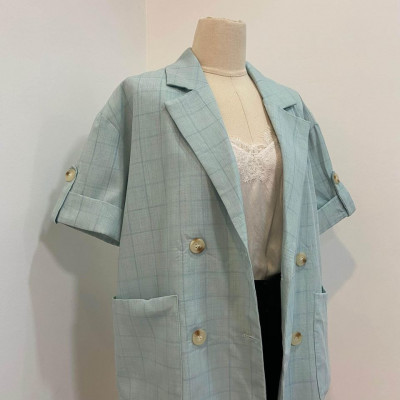 Pastel Green Short Sleeves Blazer