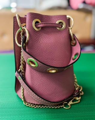VERA PELLE Genuine Italian Leather Bag - Dark Pink
